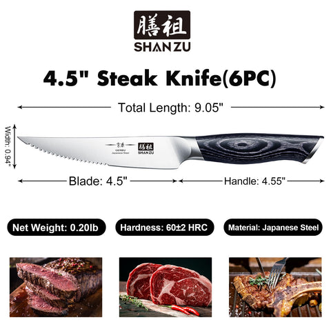 Genbu serie SHAN ZU, cuchillo steak con mango ergonómico para uso cómodo