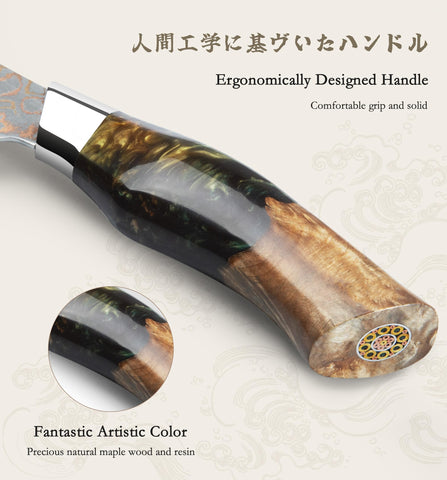 Mango de arce ergonómico SHAN ZU para un agarre cómodo.