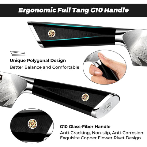 Mango G10 ergonómico SHAN ZU para un agarre cómodo durante la cocina.