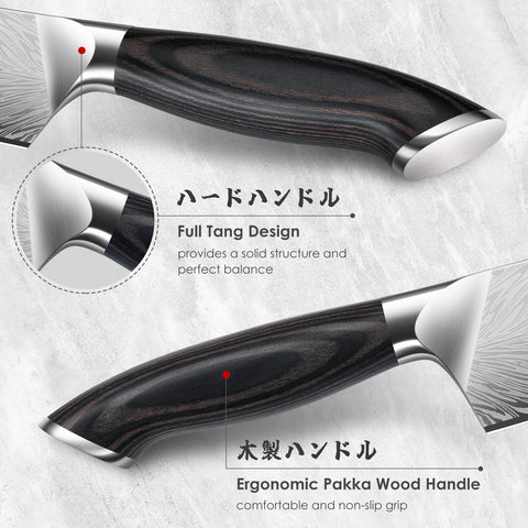 Mango pakkawood ergonómico de SHAN ZU, agarre cómodo y estable.