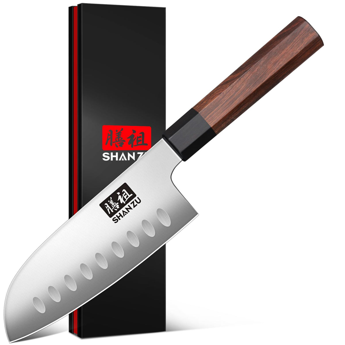 SHAN ZU Santoku de 5 pulgadas con hoja corta para precisión en verduras.
