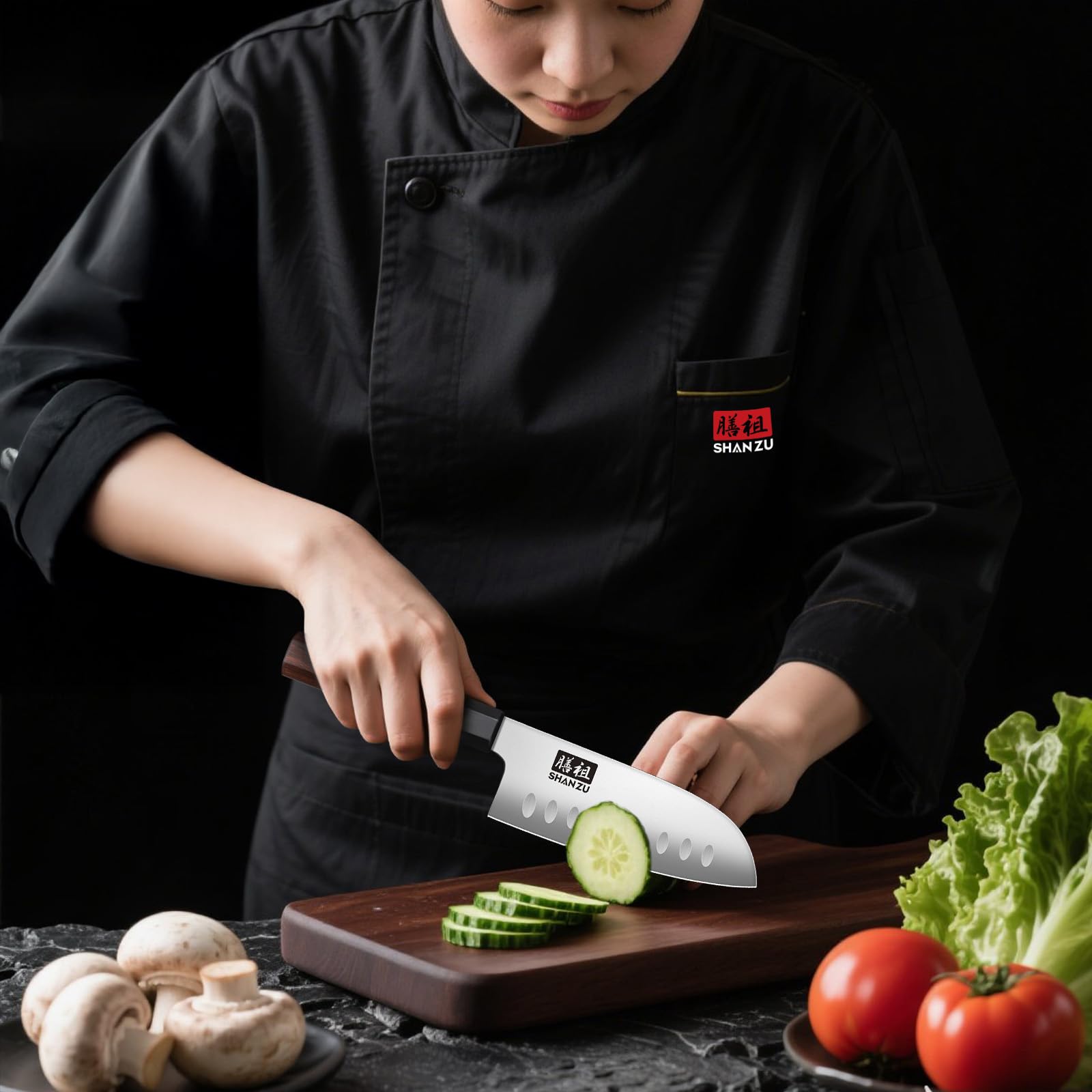 SHAN ZU Santoku para uso preciso en la cocina diaria.