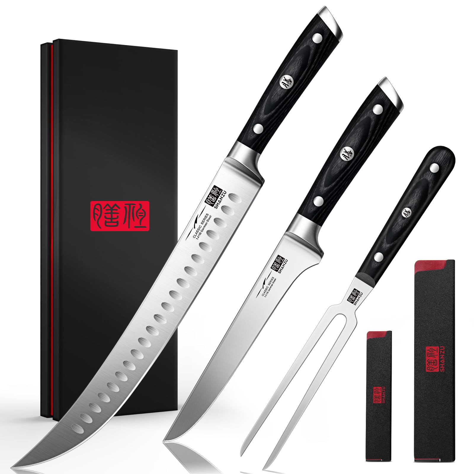 SHAN ZU conjunto cuchillo carne 12 pulgadas para filetear grandes piezas
