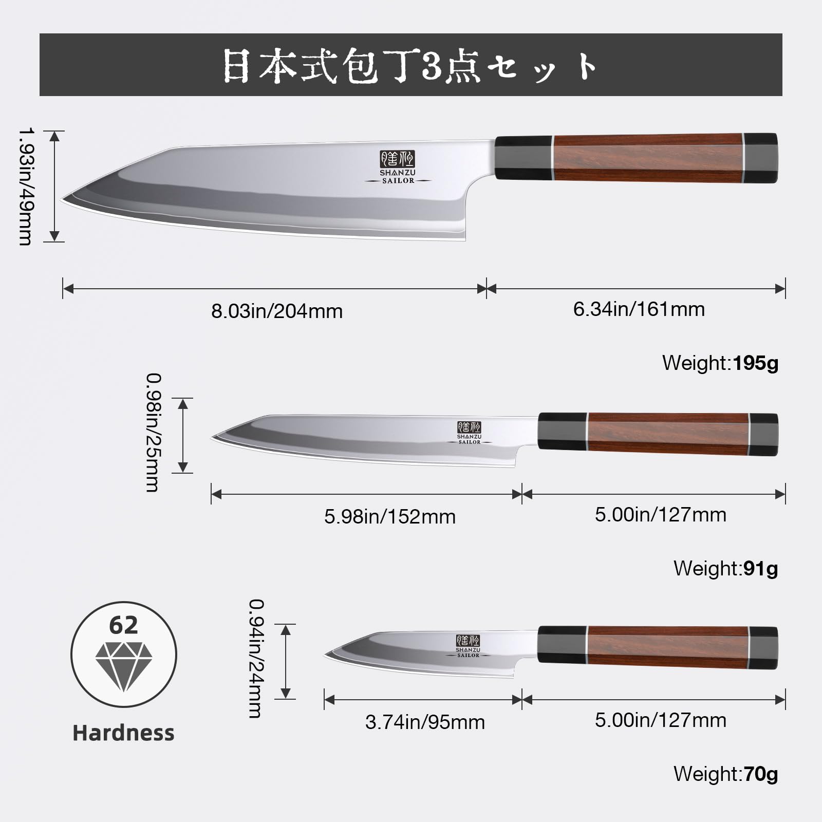 SHAN ZU set cuchillos para sashimi: precisión en cada corte