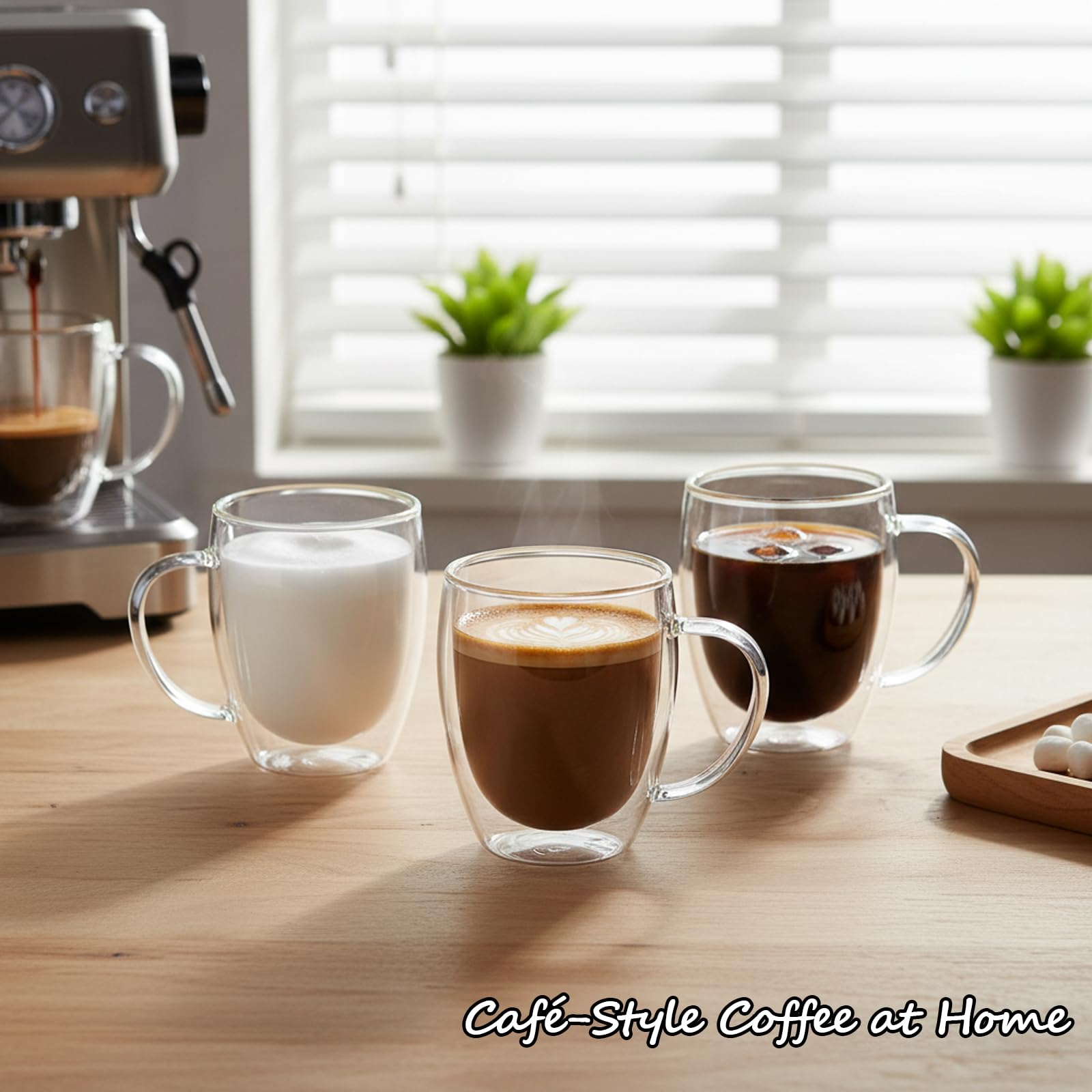 SHANDERBAR juego de 4 tazas cafe, regalo perfecto para casa u oficina