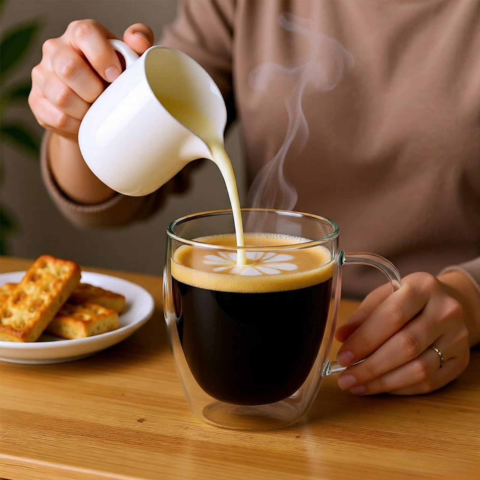 SHANDERBAR jarras cristal borosilicato cafe caliente seguro para uso diario