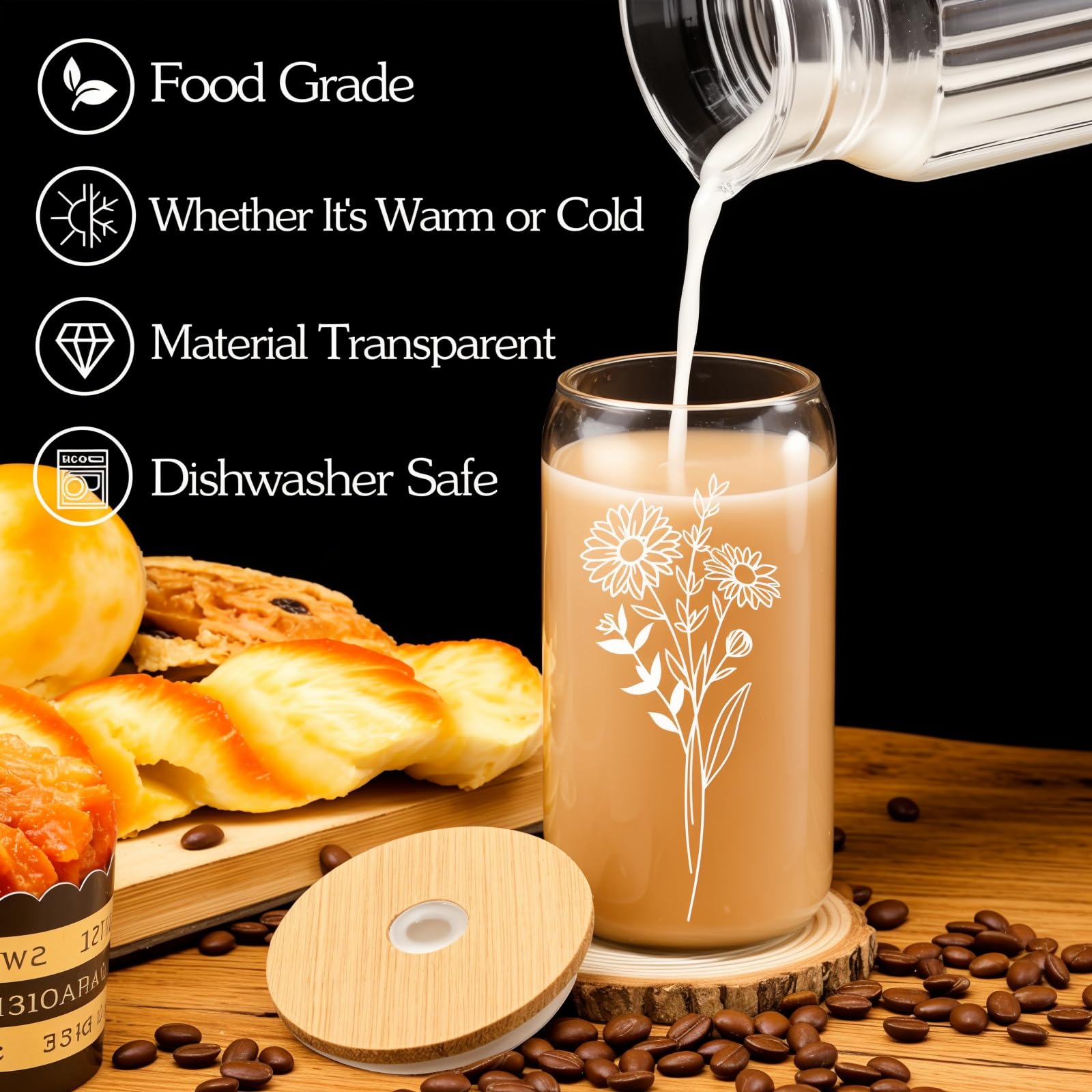 Vaso SHANDERBAR en forma de lata con motivo floral para reuniones