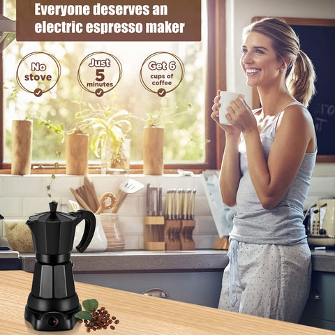 SHANGSKY cafetera moka 6 tazas detalle exterior de aluminio para uso diario
