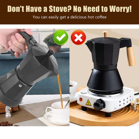 SHANGSKY cafetera moka 6 tazas interior de aluminio para calor uniforme