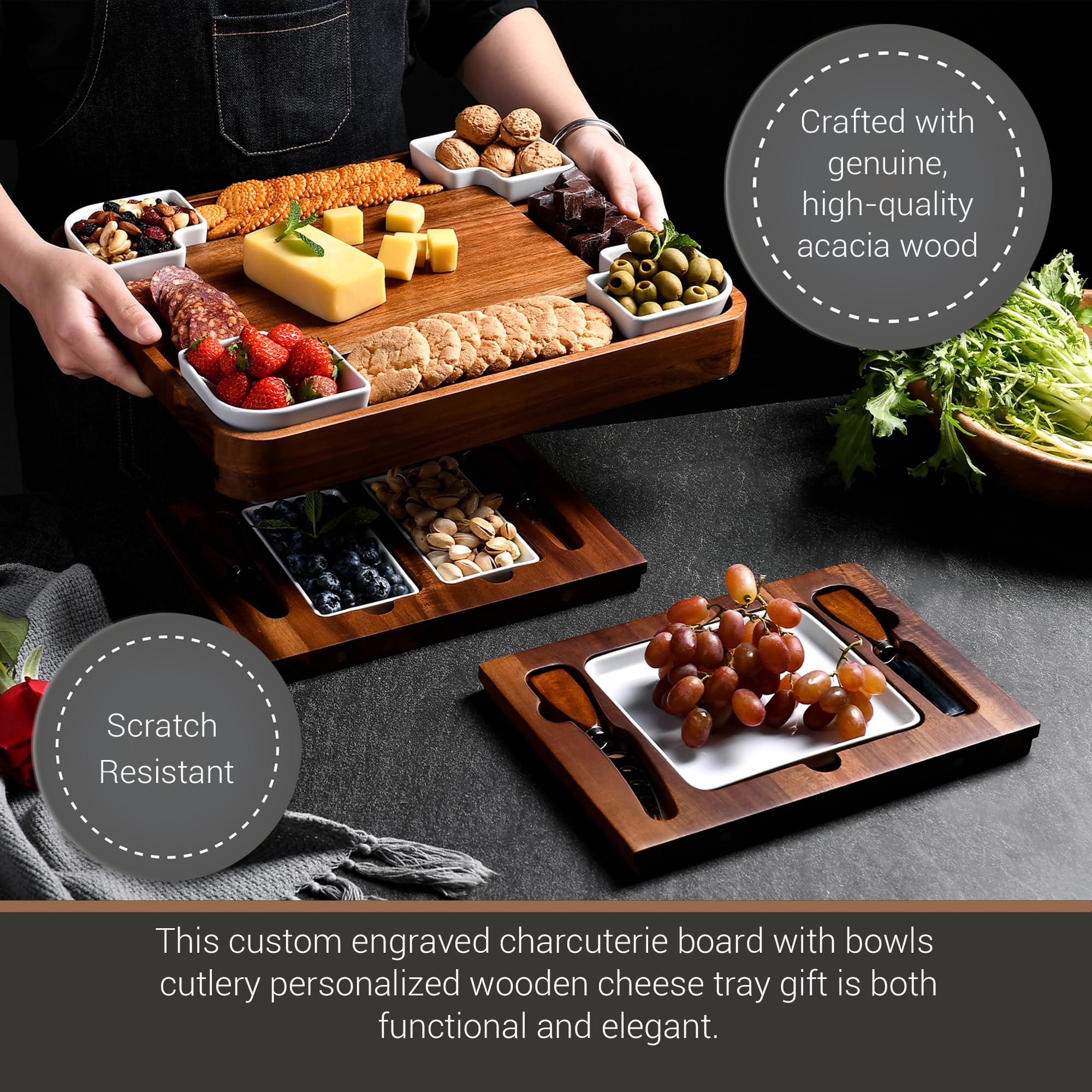 Shanik platos cerámicos removibles para presentar embutidos, quesos y vegetales.