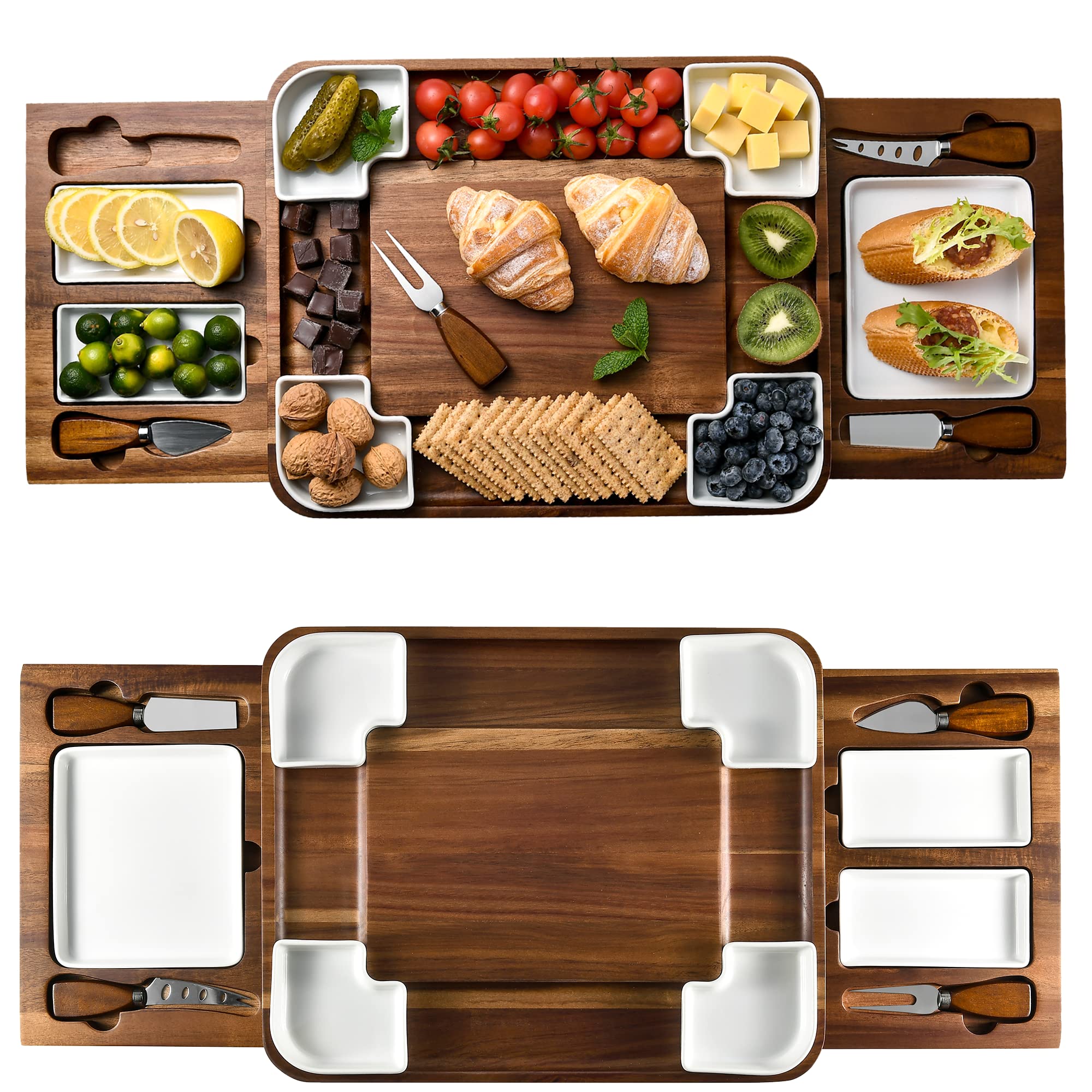 Shanik tabla de quesos de acacia cuadrada para servir aperitivos con estilo.