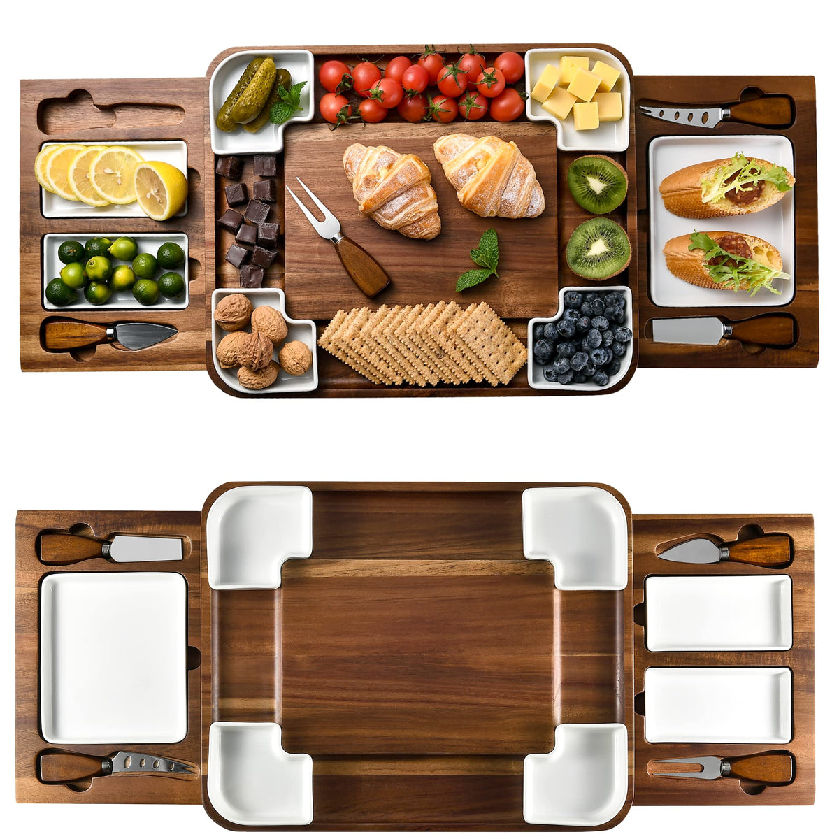 Shanik tabla de quesos de acacia cuadrada para servir aperitivos con estilo.