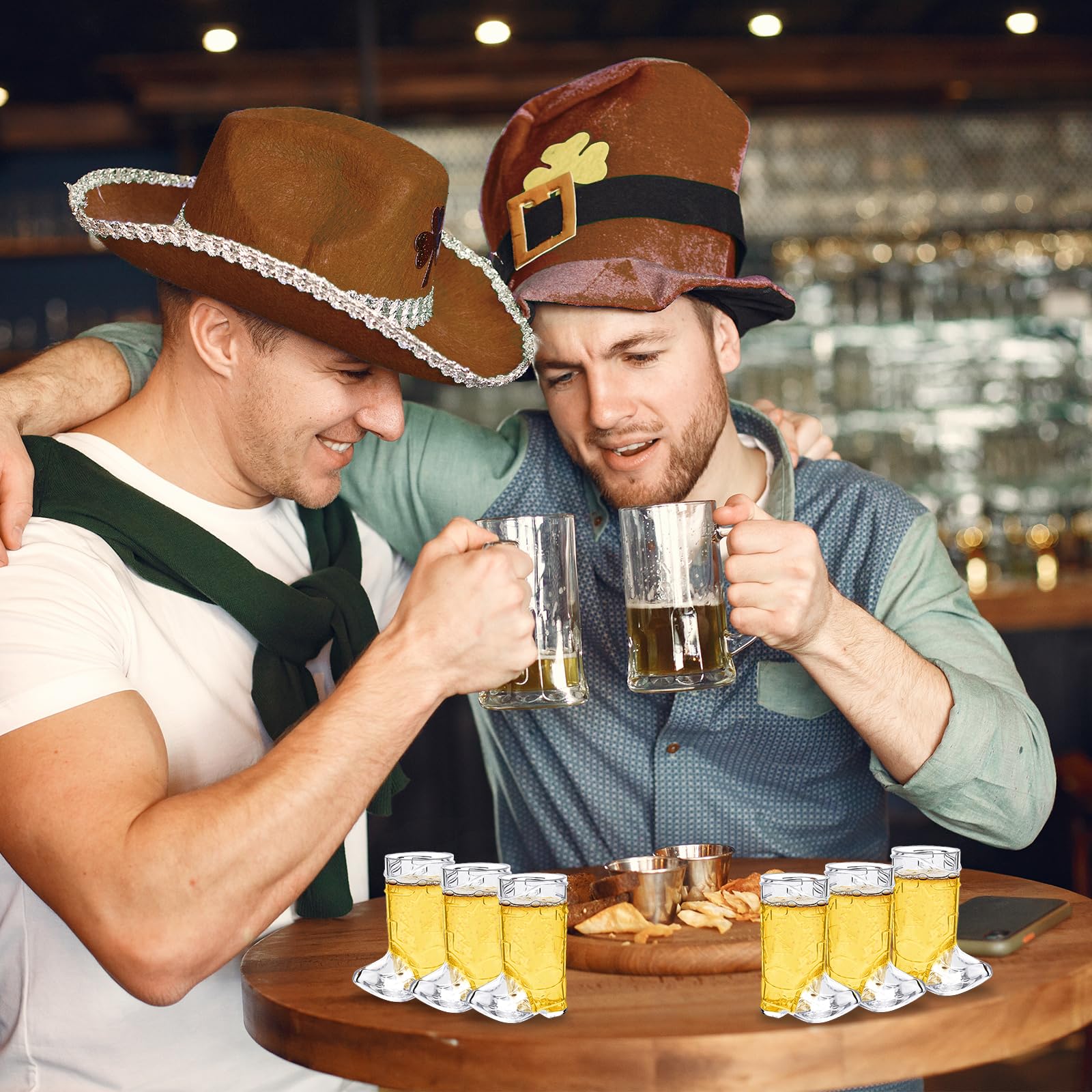 SHAOQINLIN vasos plásticos claros, botas vaqueras con diseño festivo.