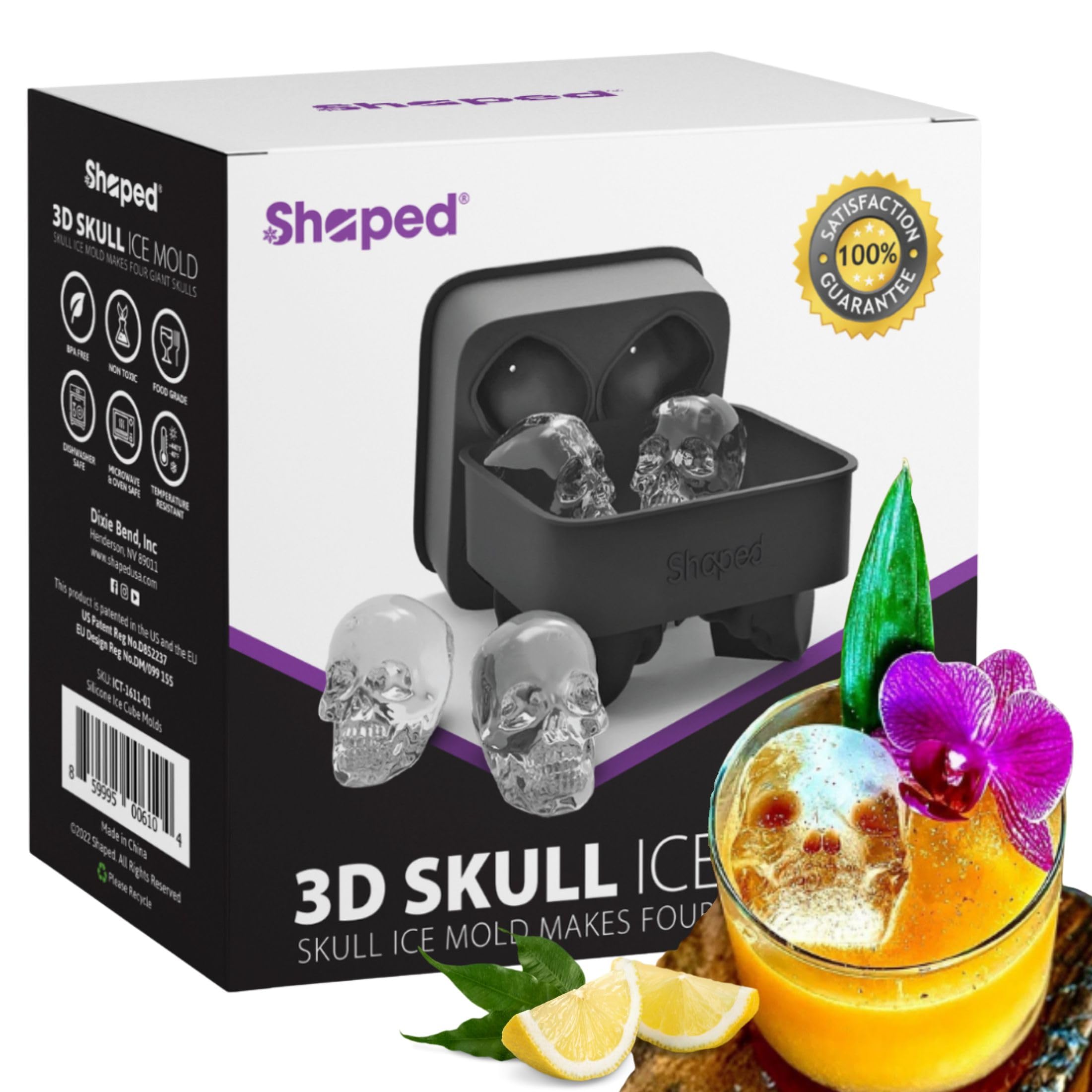 Shaped cráneo de hielo 3D grande para bebidas con estilo.