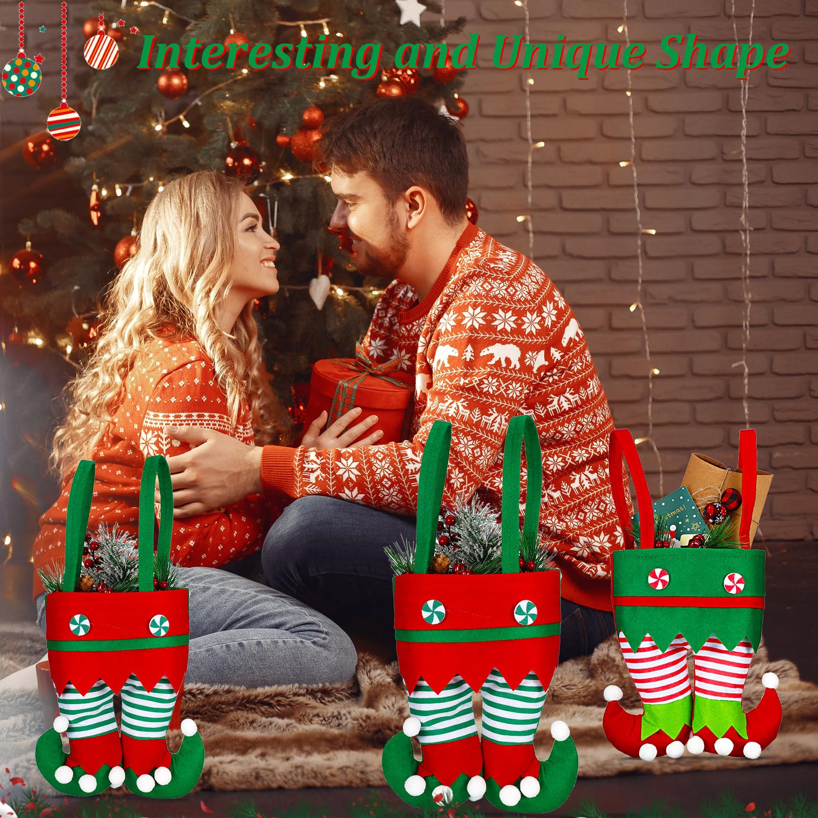 Shappy bolsas navideñas colgantes para árbol o chimenea con estilo festivo.