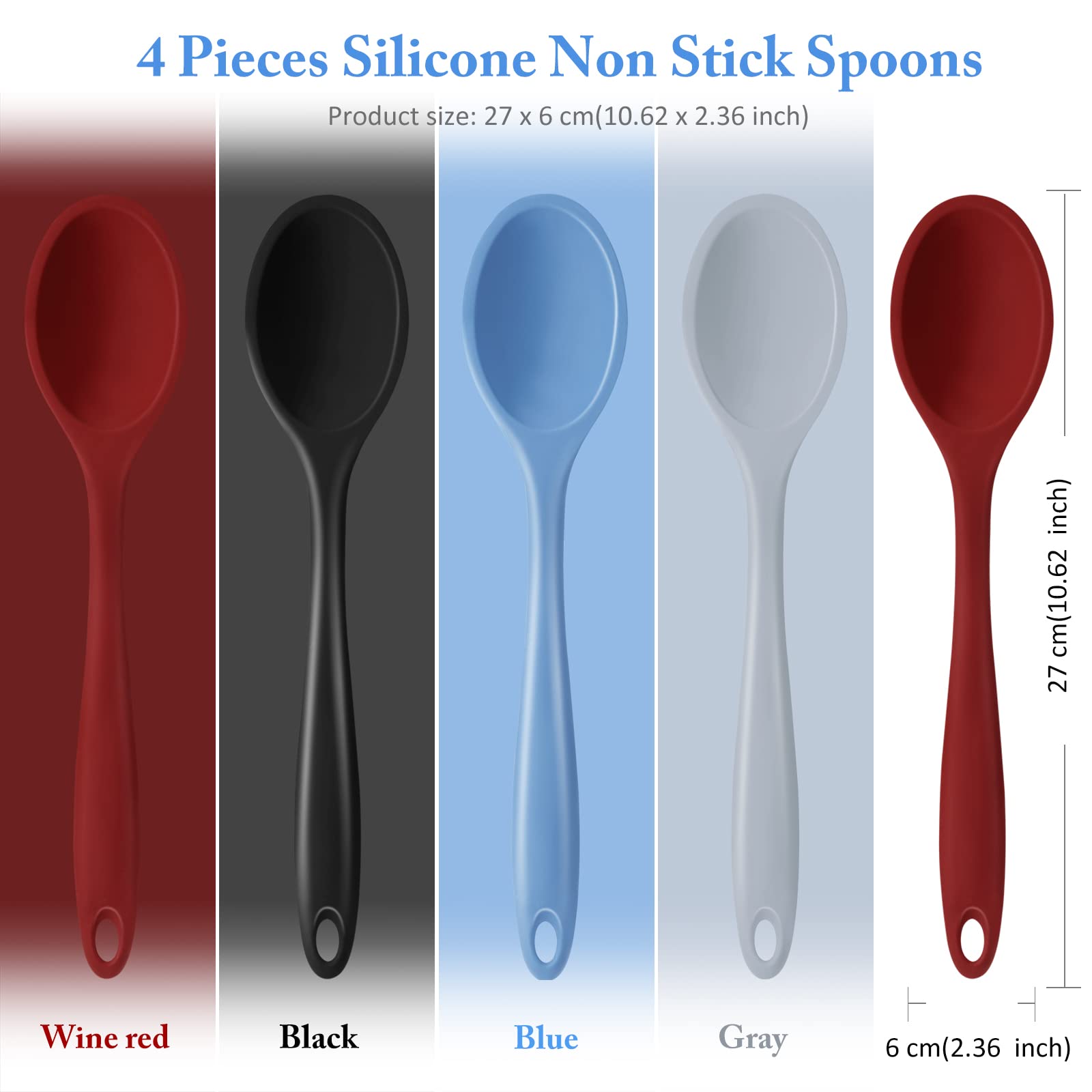 Shappy cucharas silicona color azul, aptas para batir y mover sin rayar ollas.