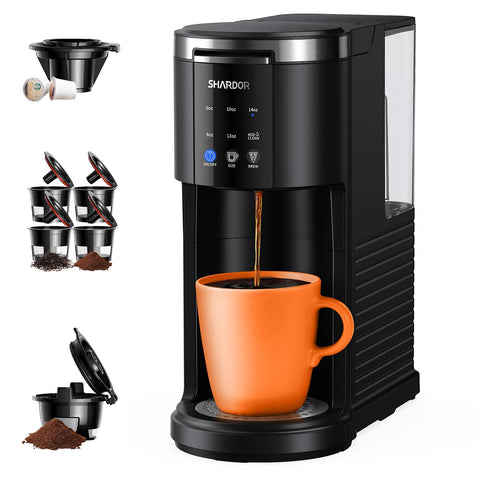 SHARDOR 3-en-1 cafetera, compatible con K-Cup, para café rápido y aromático.