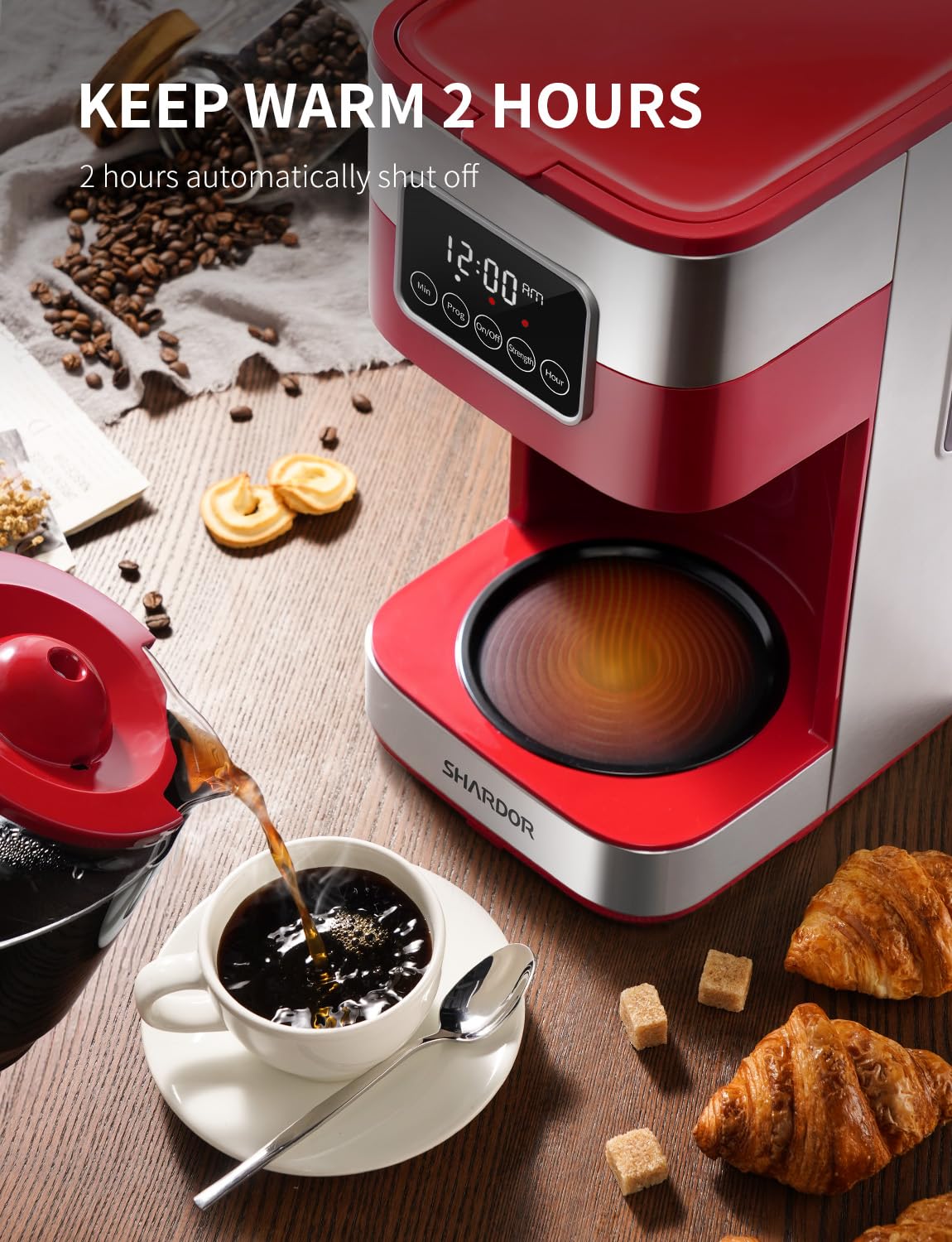 SHARDOR cafetera con apagado automático para seguridad y eficiencia