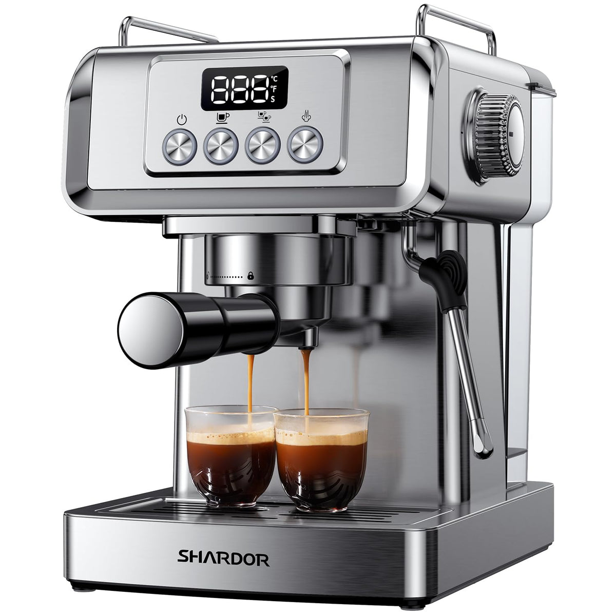 SHARDOR cafetera espresso 20 bares, frontal de acero inoxidable para crema densa