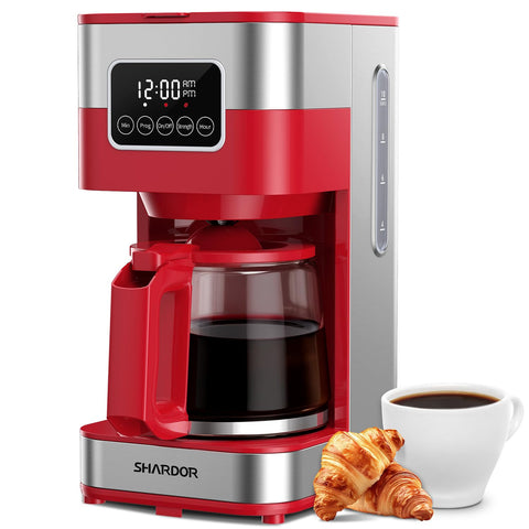 SHARDOR cafetera programable de 10 tazas frente mostrando su diseño compacto y práctico