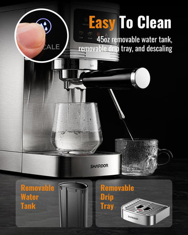 SHARDOR: prensa de café con cuchara para una dosis precisa.
