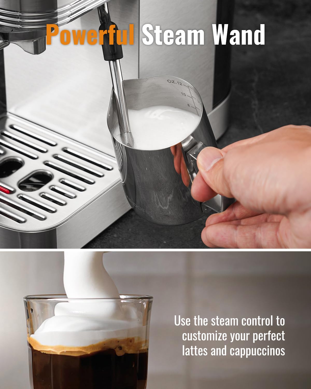 SHARDOR espumador de vapor para crema suave y arte con latte.