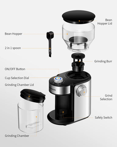 SHARDOR molinillo de granos ideal para 2 a 14 tazas de café
