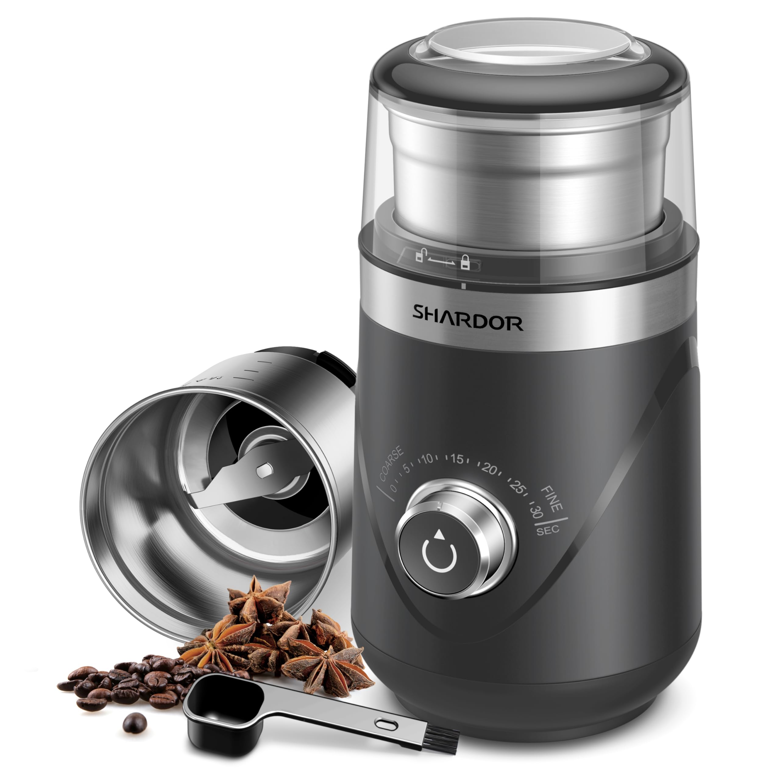 SHARDOR molino de café silencioso, molienda suave para mañanas tranquilas.