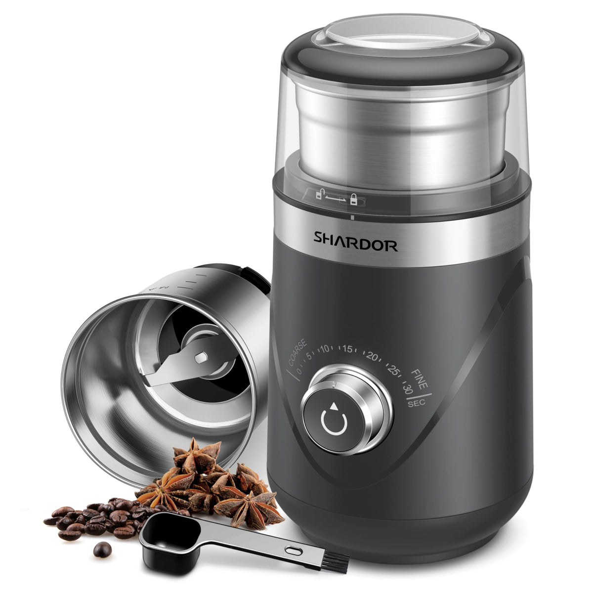 SHARDOR molino de café silencioso, molienda suave para mañanas tranquilas.