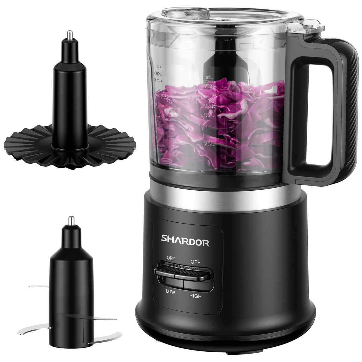 SHARDOR picadora de alimentos 4 tazas, cuchillas afiladas para picar rápido.