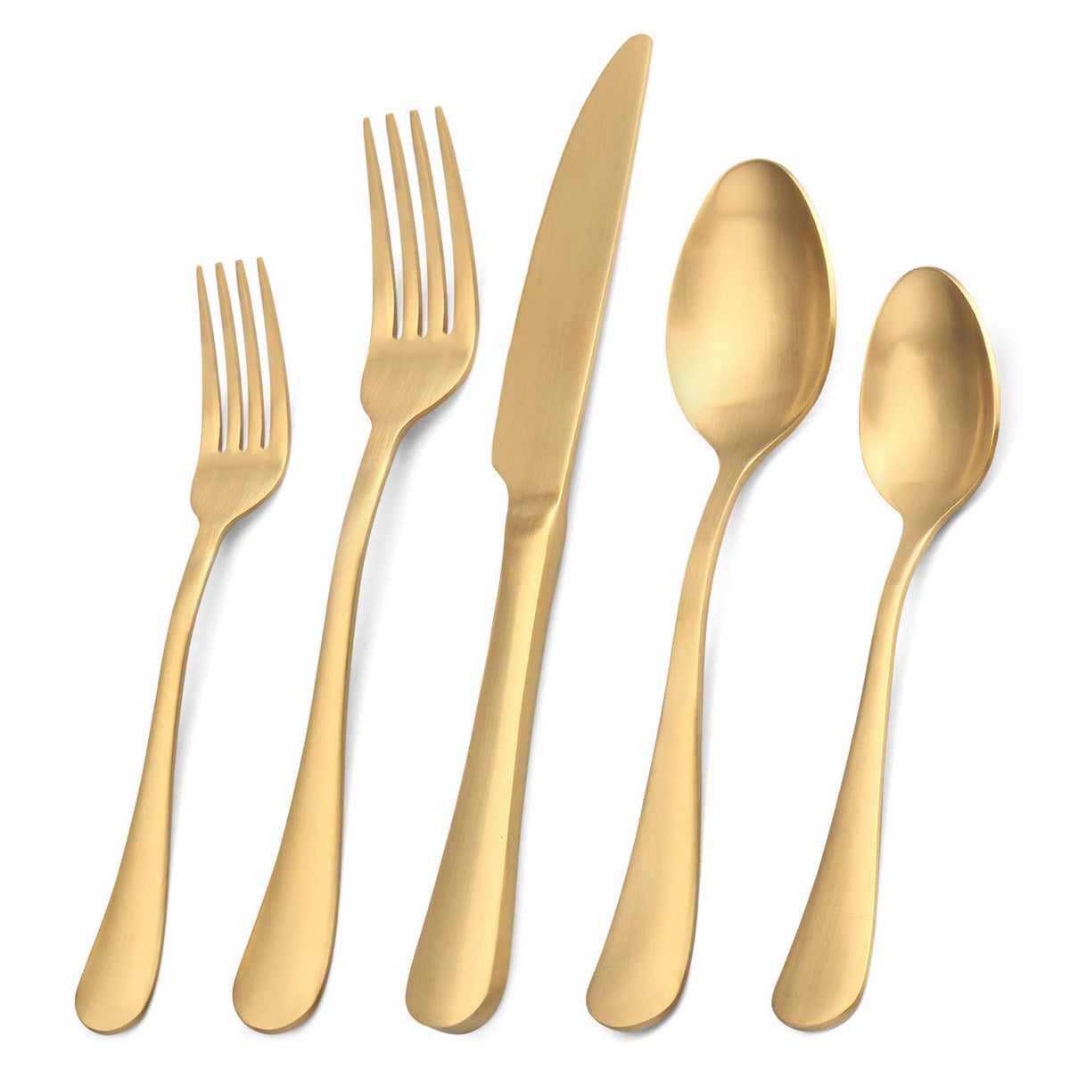 Sharecook cubiertos dorado mate, juego de 20 piezas para mesa elegante.