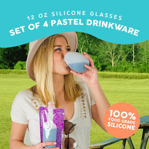 Vasos Shark Skinzz silicona pastel azul 12oz para picnic
