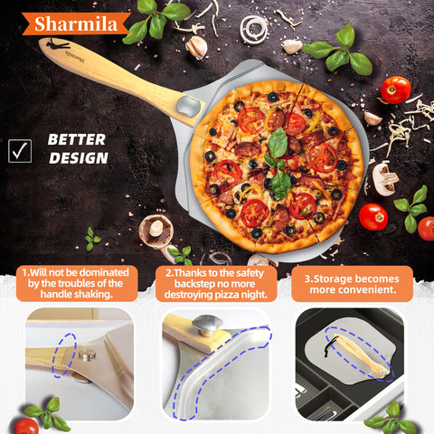 Cortador rocker de pizza de acero con cobertura, Sharmila para cortes precisos.