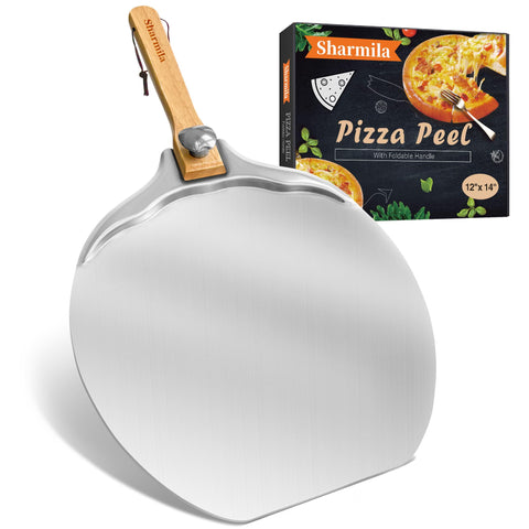 Paleta Sharmila de 12 pulgadas en aluminio facilita deslizar la masa.