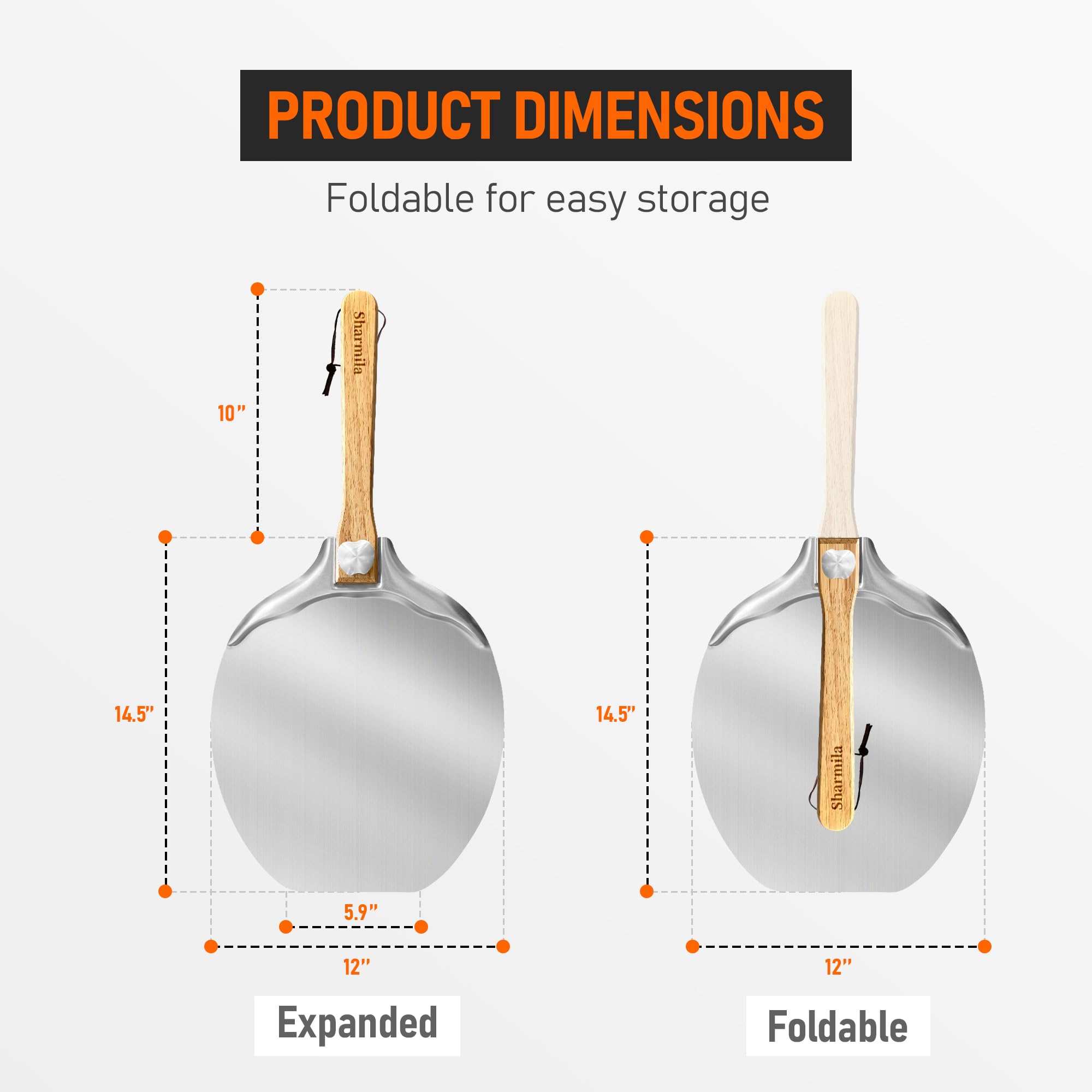 Mango plegable de Sharmila para almacenamiento compacto tras cada horneado.