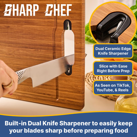 Sharp Chef afilador doble integrado, afila cuchillos al momento para mayor precisión