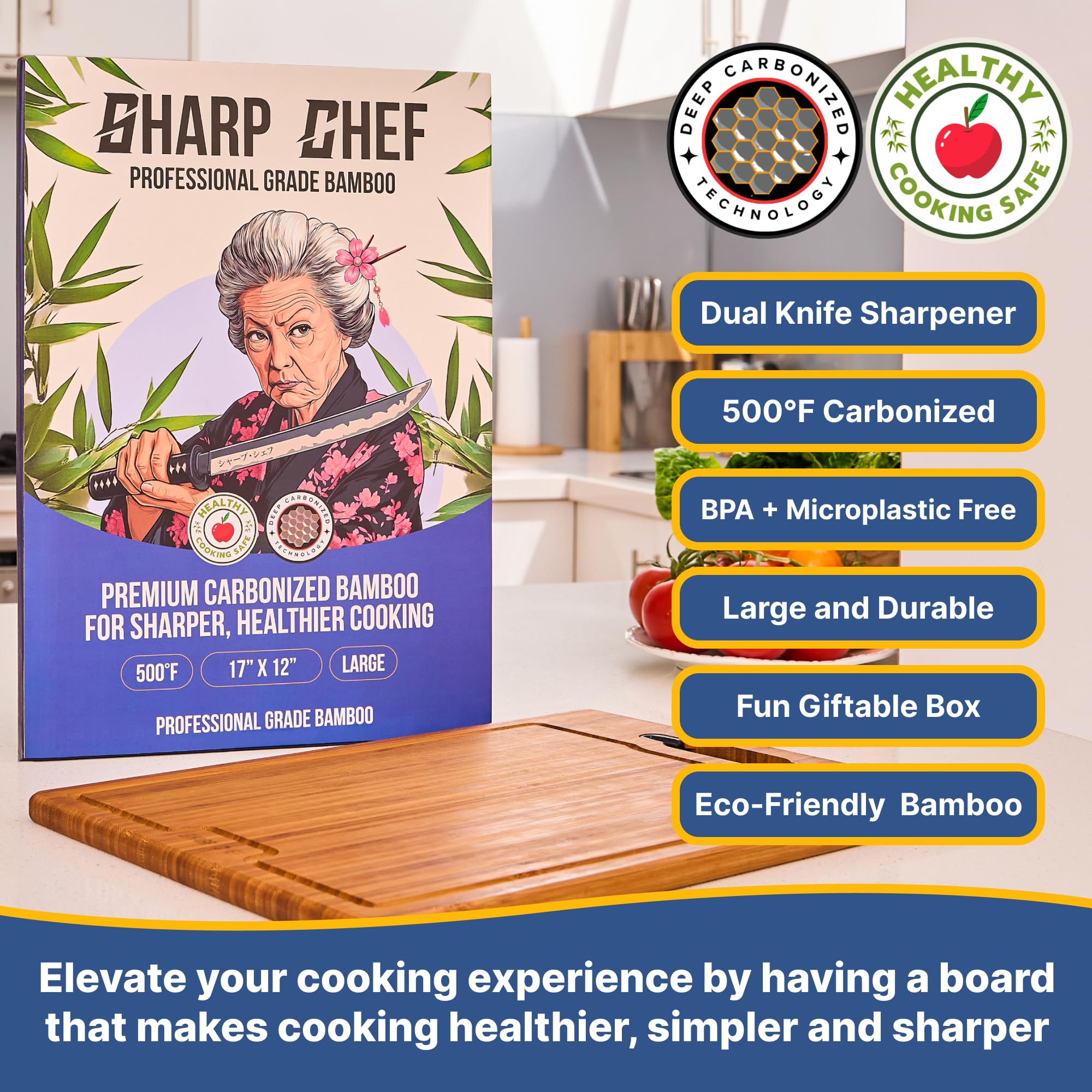 Sharp Chef bambú maduro orgánico, opción sostenible para cocinar