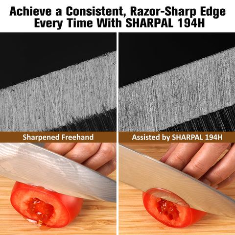 SHARPAL guía junto a cuchillos y formones para comparar talla y compatibilidad