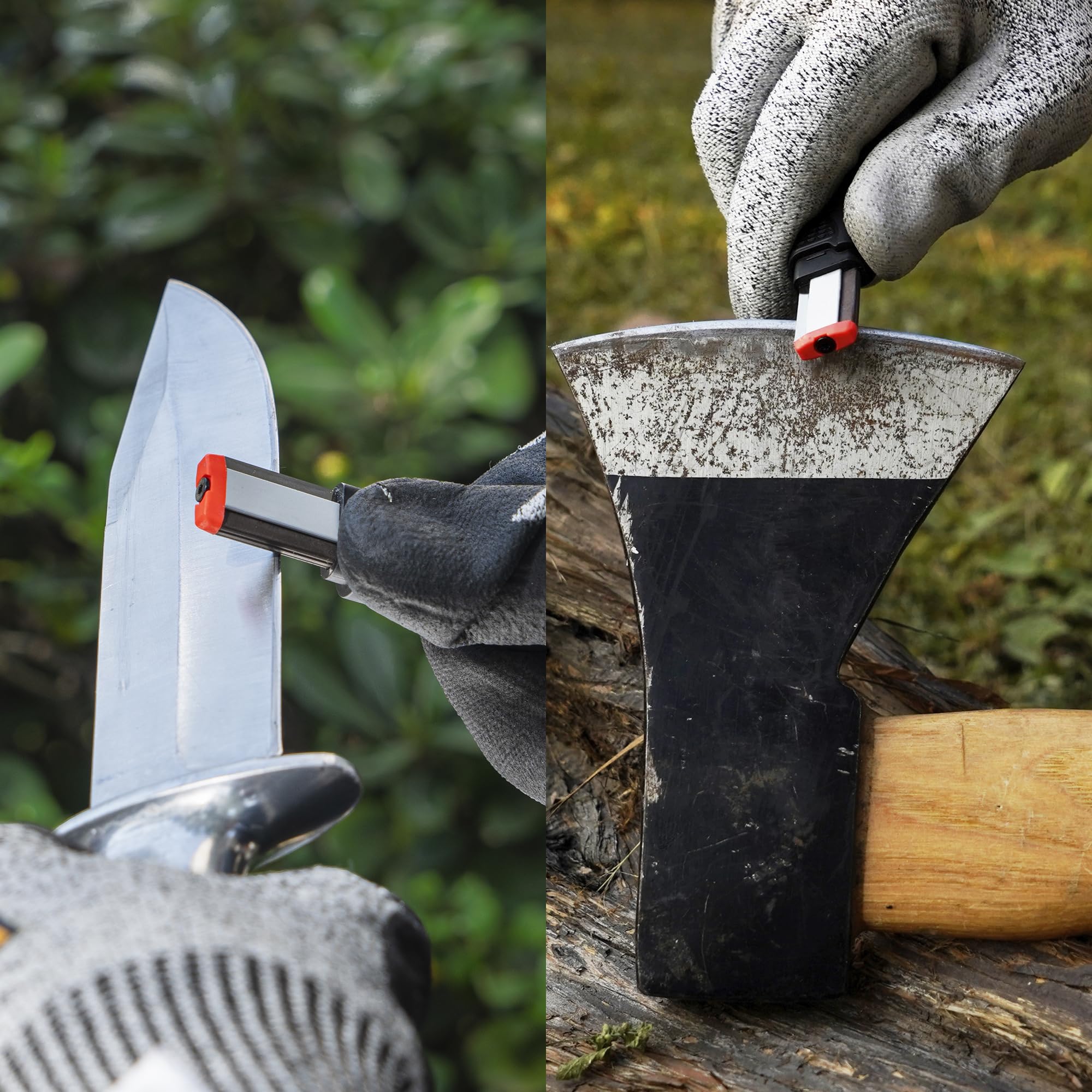 Sharpal 129N: mango ergonómico para manejo estable durante el afilado.