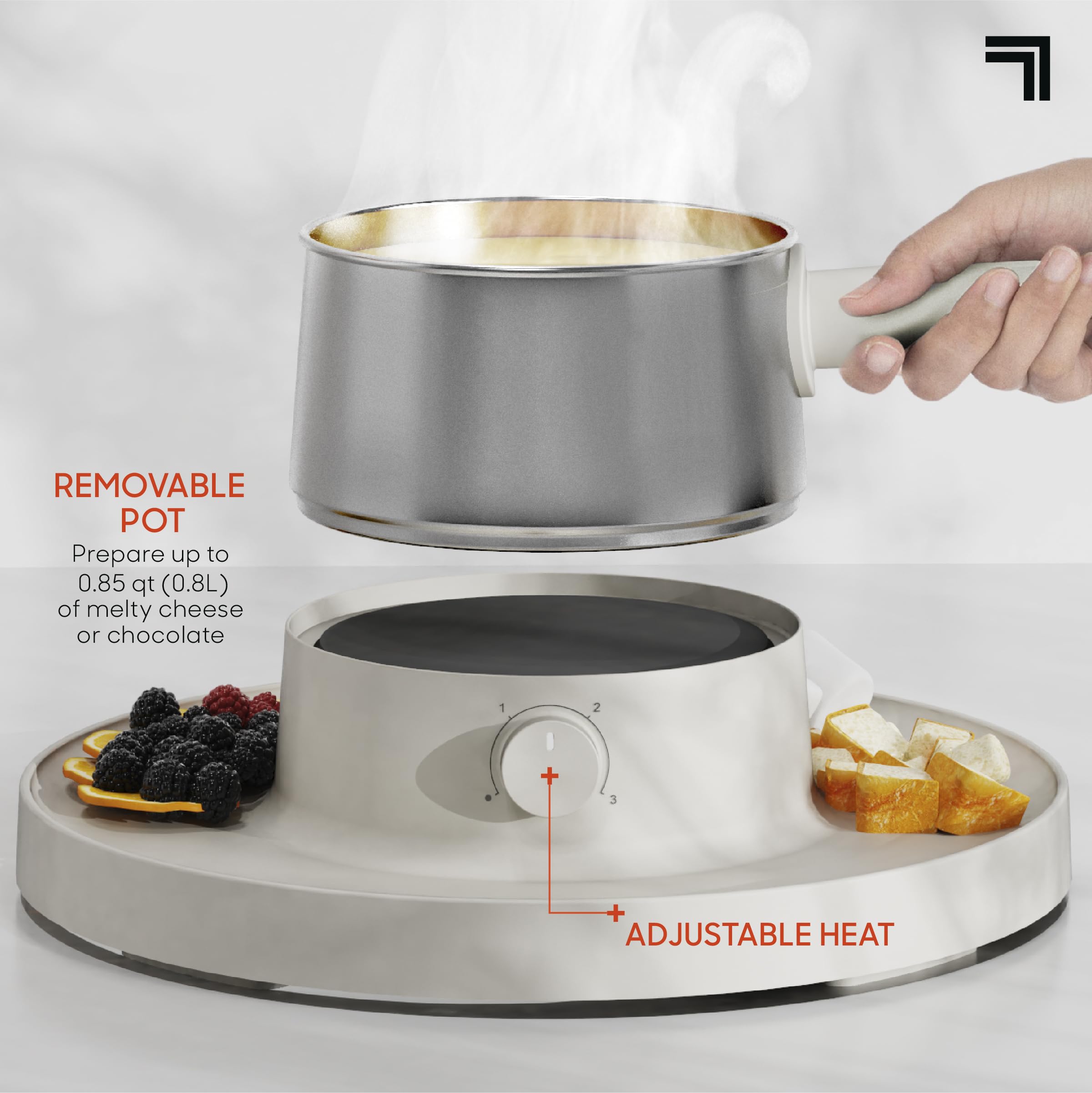 Sharper Image Fondue: bandeja de servir integrada para presentación atractiva