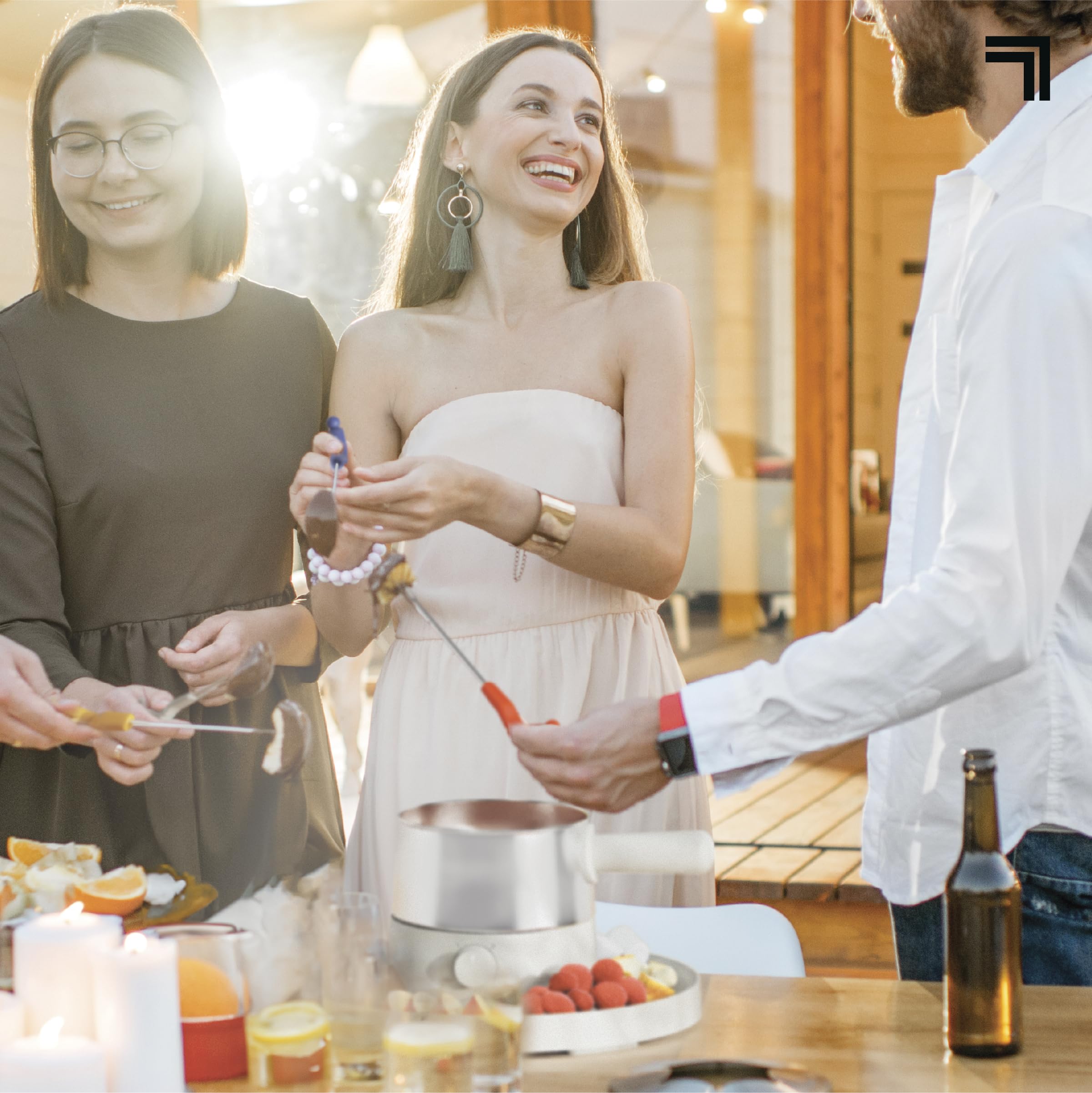 Sharper Image Fondue: brochetas con mango frío al tacto para degustación segura