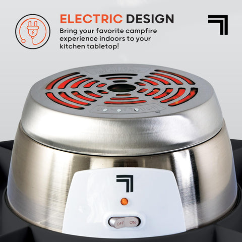 Sharper Image Smores Maker usa elemento calefactor eléctrico para dorar de forma uniforme.