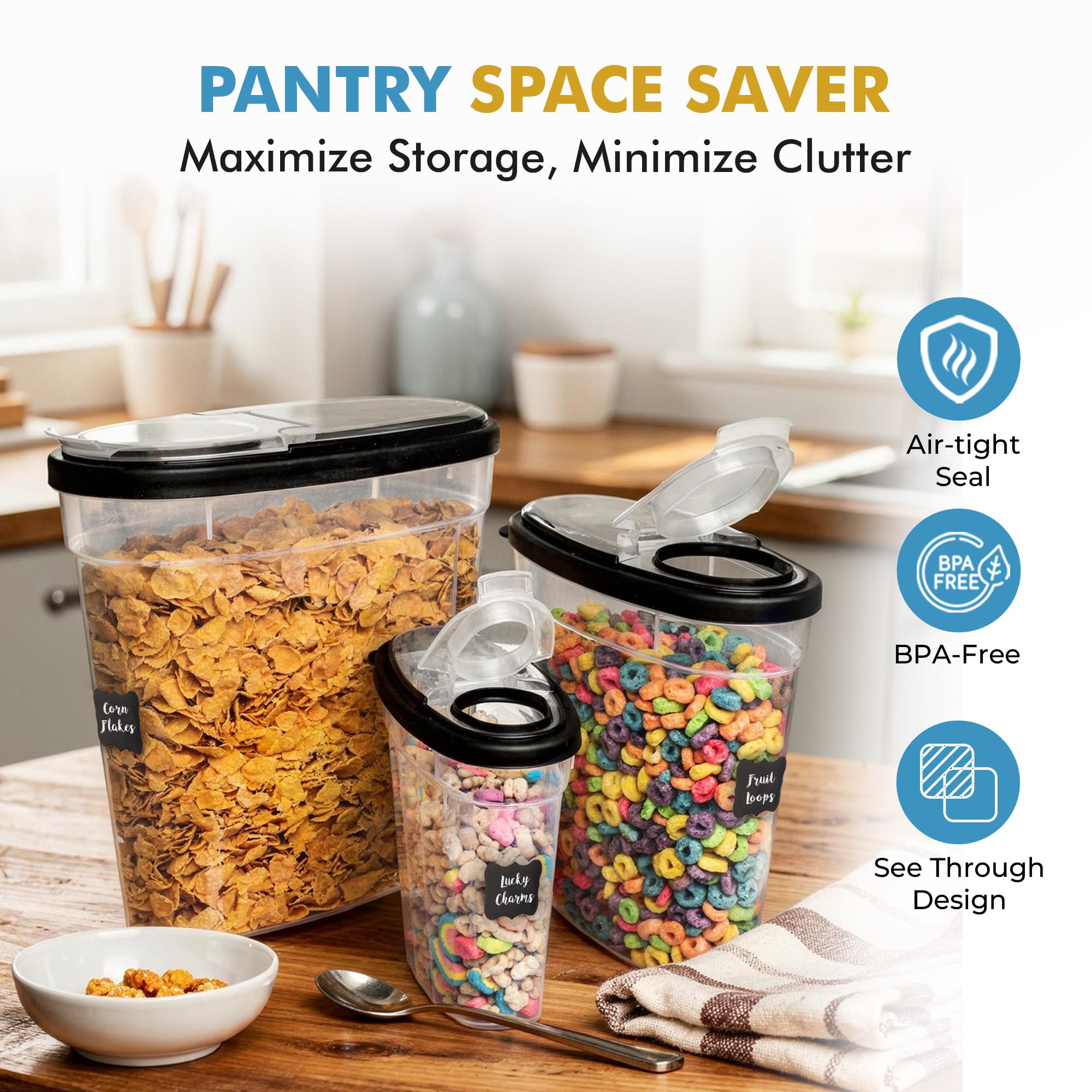 Shazo almacenamiento modular para despensa, ideal para cereales y harinas.