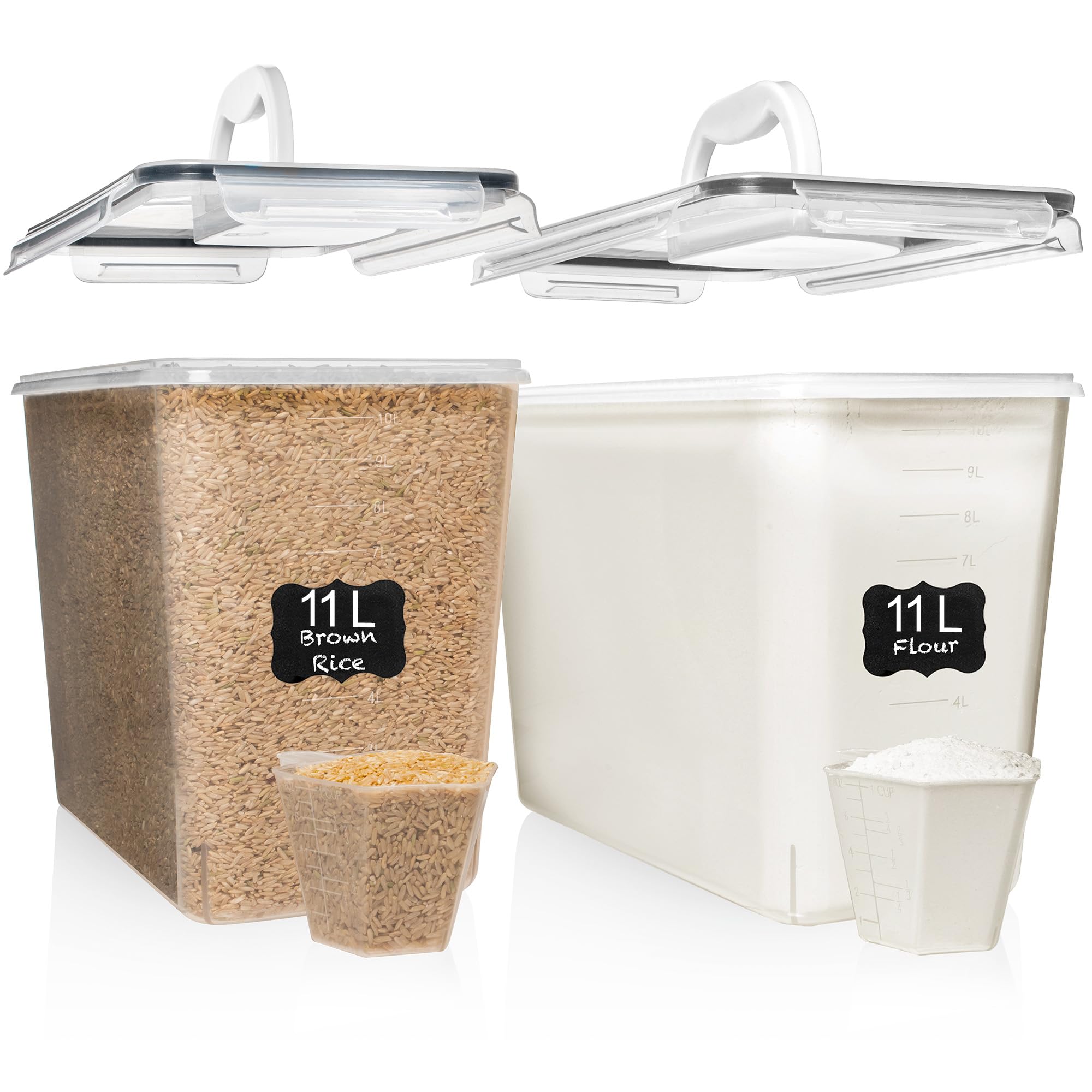 Conjunto Shazo 11L con tapa hermética para cereal y harina.