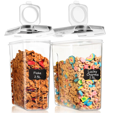 Shazo dos contenedores cereal tapas 4-lados: organización y frescura para desayunos.
