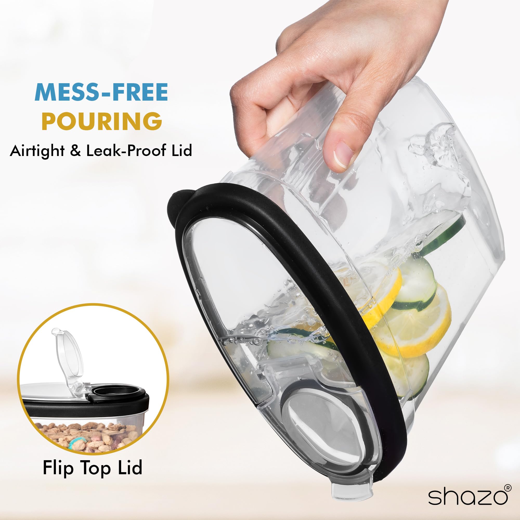 Tapa hermética de Shazo con sello de silicona para cada contenedor.