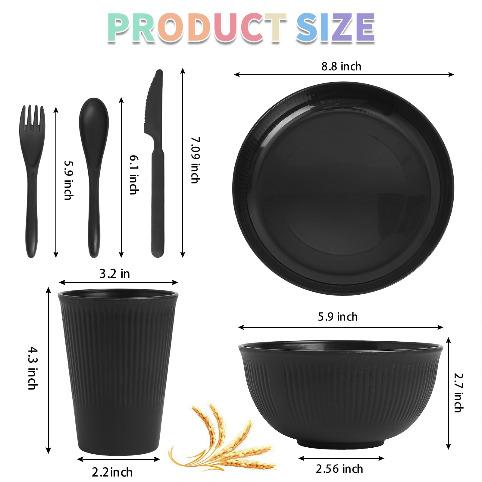 shecipin vasos de caña de trigo, compactos para picnic