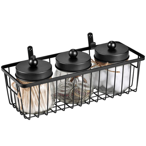 SheeChung organizador de metal para bano negro, útil en cocina para condimentos.