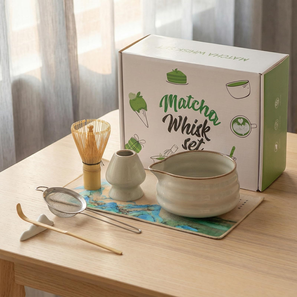 SHEEMMEREE cuenco para matcha gris niebla, ideal para batir y servir