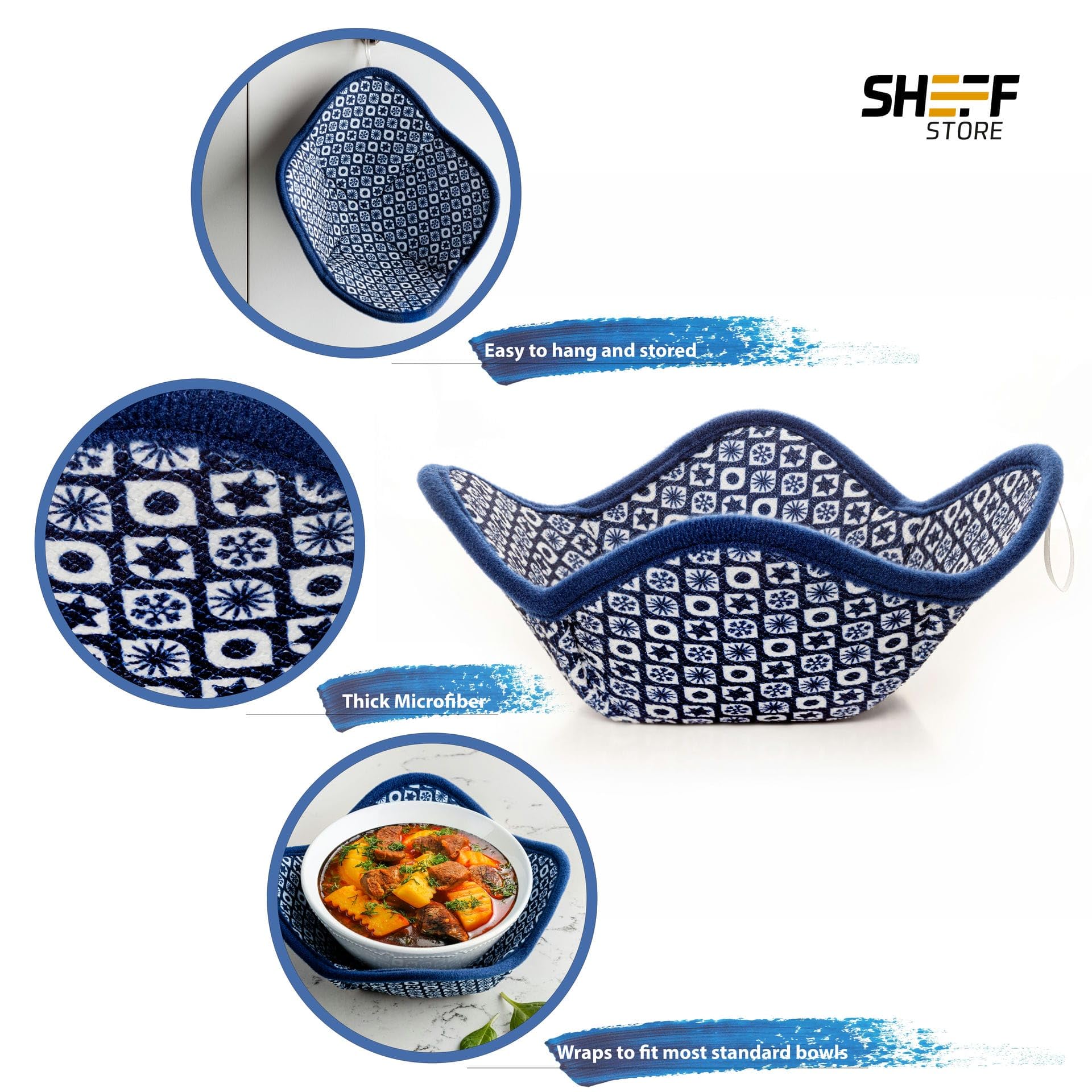 Porta-tazones Sheff blanco para microondas con agarre seguro
